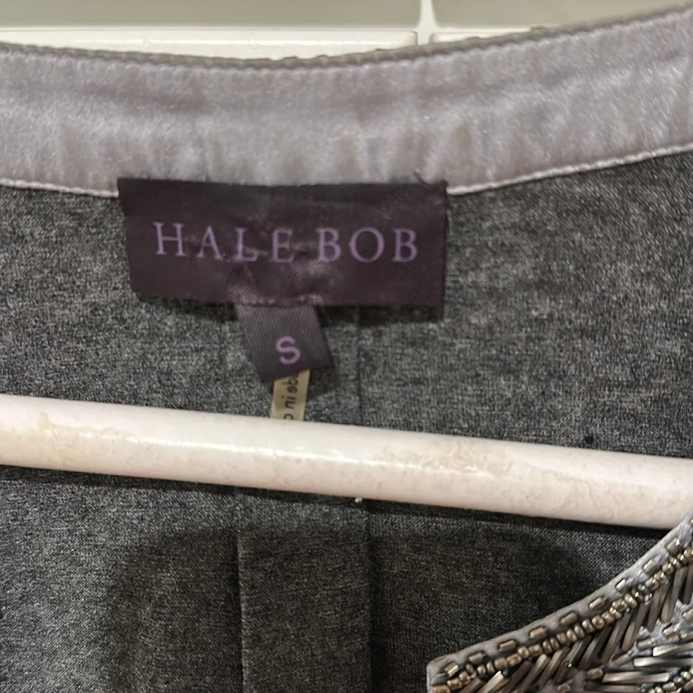 Hale Bob Tunic With Metallic & Clear Beading, V Neck with Ties, Small - Picture 2 of 5